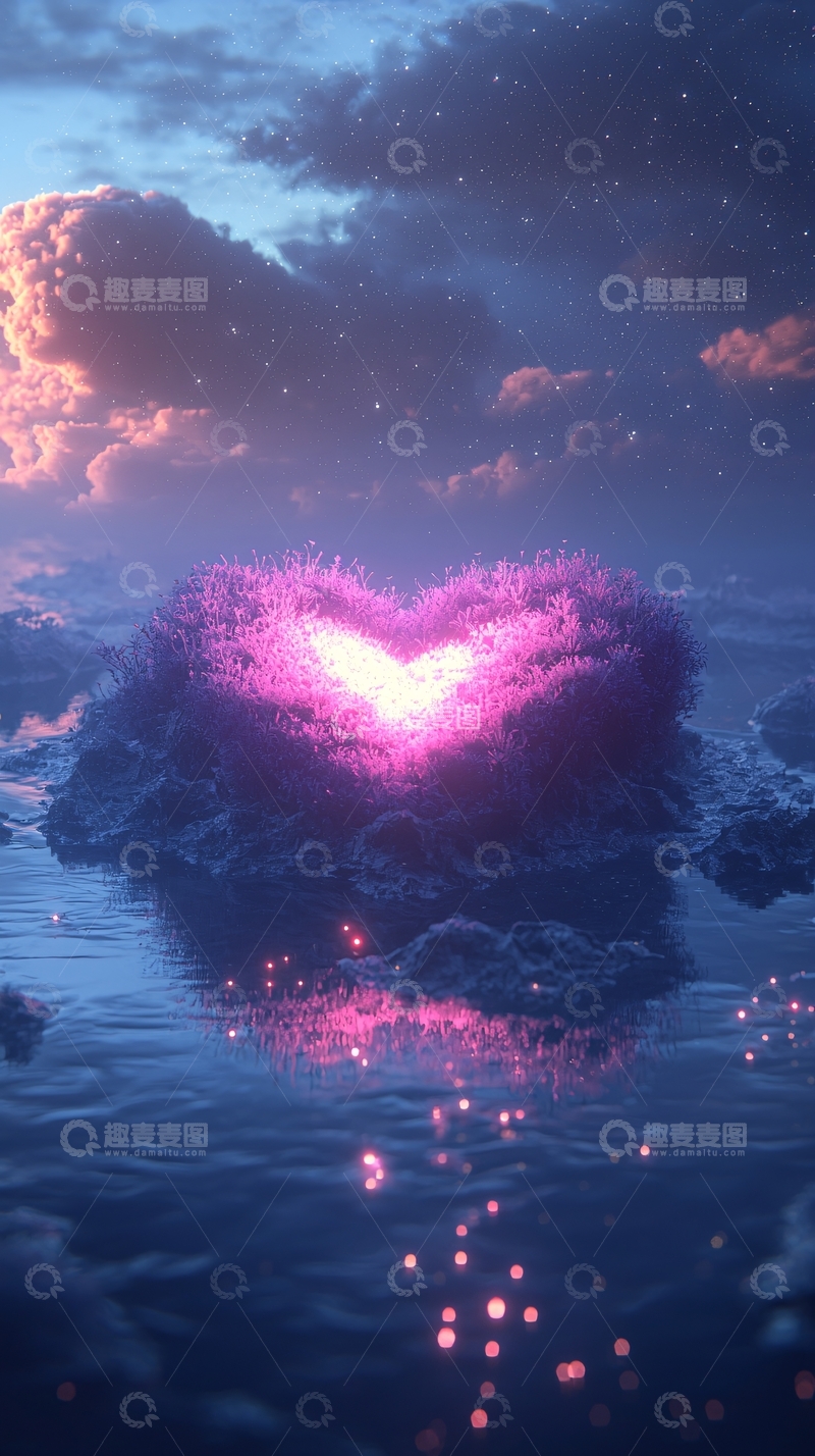 高清大图下载【趣麦麦图】梦幻爱心岛屿