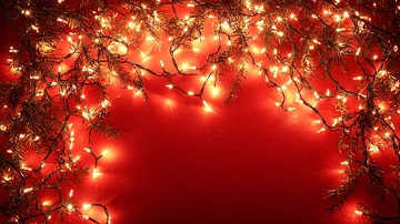 红色背景圣诞灯串