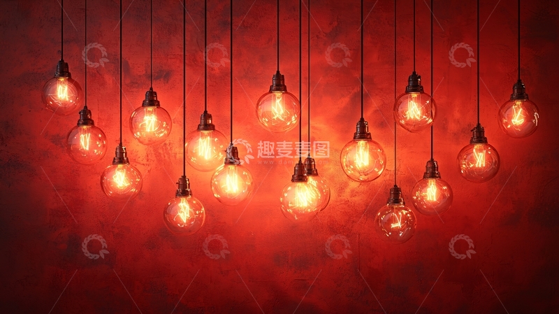 高清大图下载【趣麦麦图】红墙背景下爱形灯泡