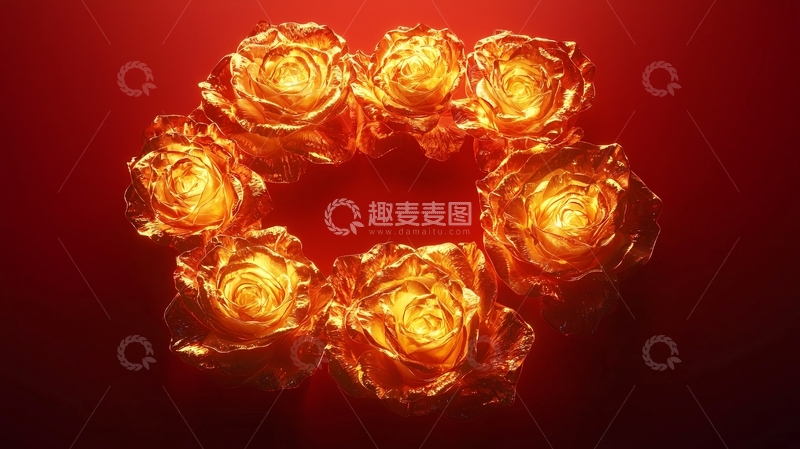 高清大图下载【趣麦麦图】金色玫瑰花环