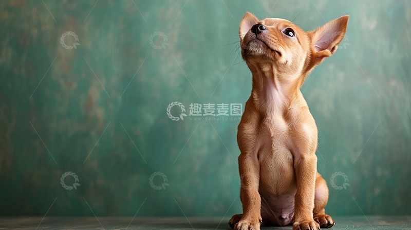 高清大图下载【趣麦麦图】小狗向上看