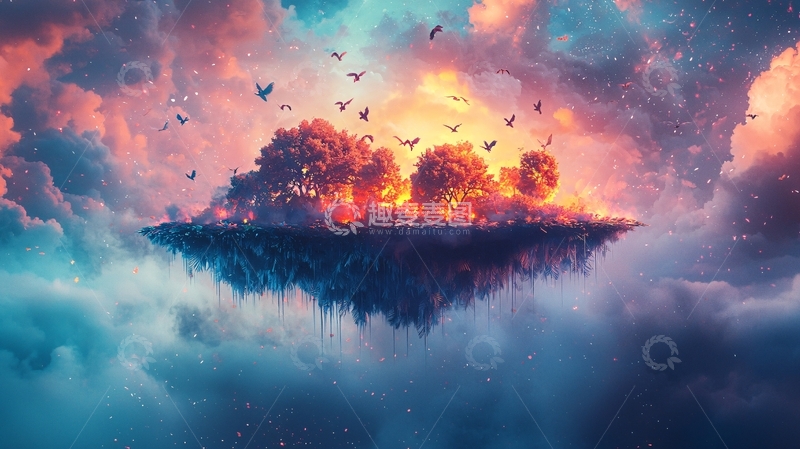 高清大图下载【趣麦麦图】漂浮岛屿