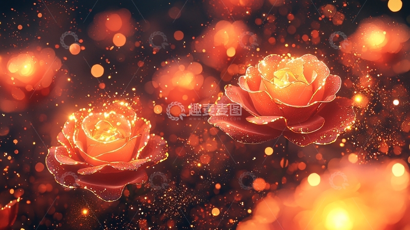 高清大图下载【趣麦麦图】闪耀发光玫瑰花