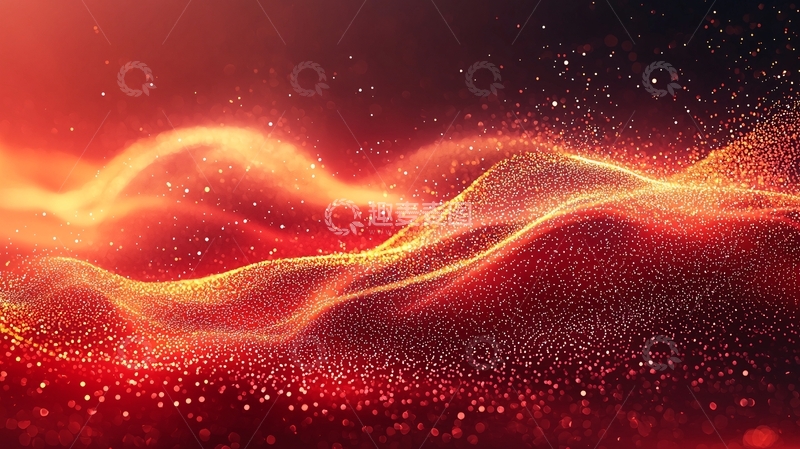 高清大图下载【趣麦麦图】红色粒子波浪