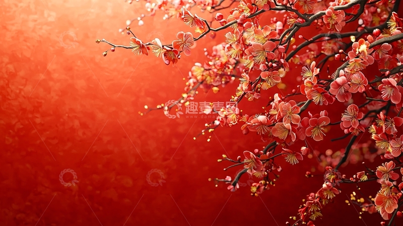 高清大图下载【趣麦麦图】红梅枝头绽放