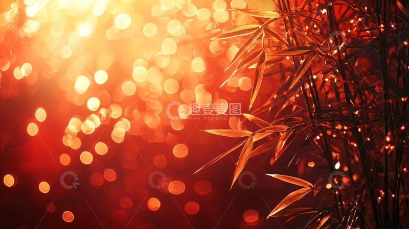 高清大图下载【趣麦麦图】红光闪耀的竹林背景
