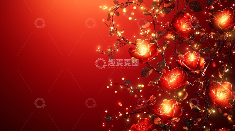 高清大图下载【趣麦麦图】红色玫瑰花灯