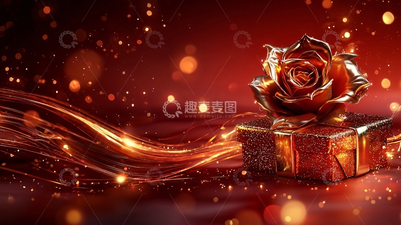 高清大图下载【趣麦麦图】金色玫瑰礼盒