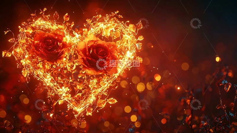 高清大图下载【趣麦麦图】火焰玫瑰爱心