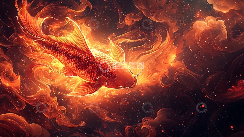 高清大图下载【趣麦麦图】火焰鲤鱼