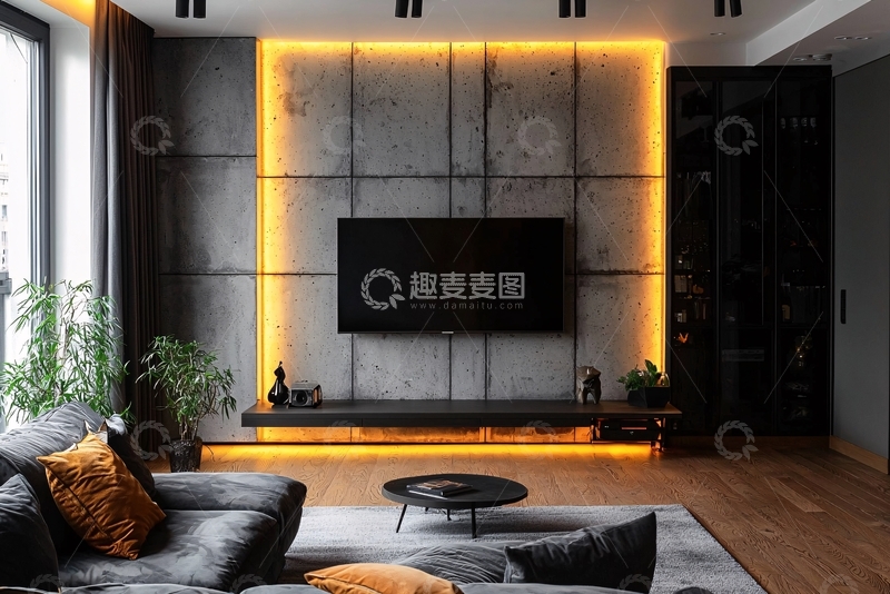 高清大图下载【趣麦麦图】现代简约客厅电视背景墙