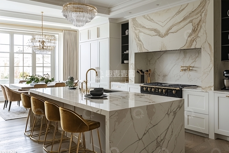高清大图下载【趣麦麦图】轻奢风大理石厨房装修