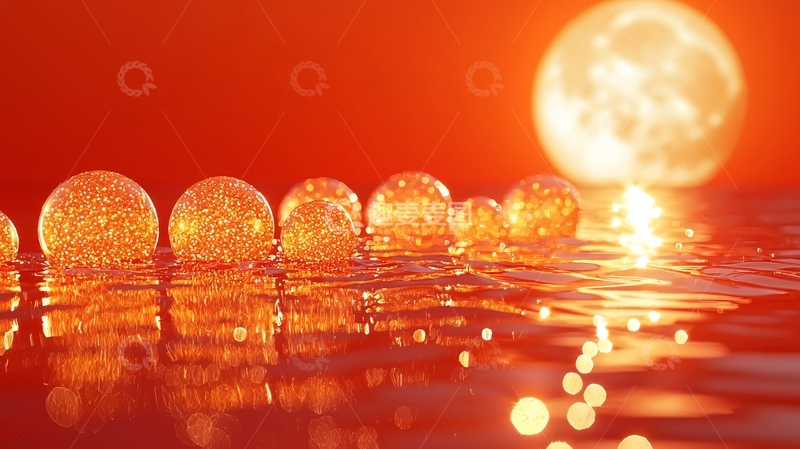 高清大图下载【趣麦麦图】橙色水晶球日落