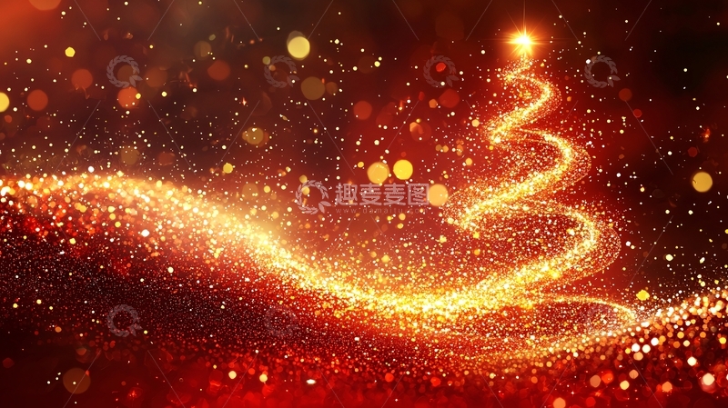 高清大图下载【趣麦麦图】金色闪光圣诞树