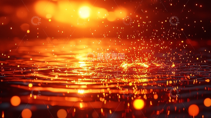 高清大图下载【趣麦麦图】火红的日落水面涟漪
