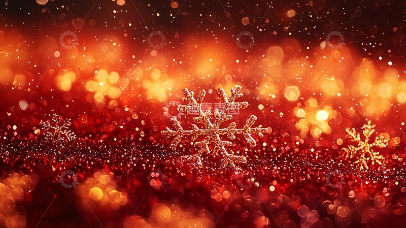 高清大图下载【趣麦麦图】红色背景雪花