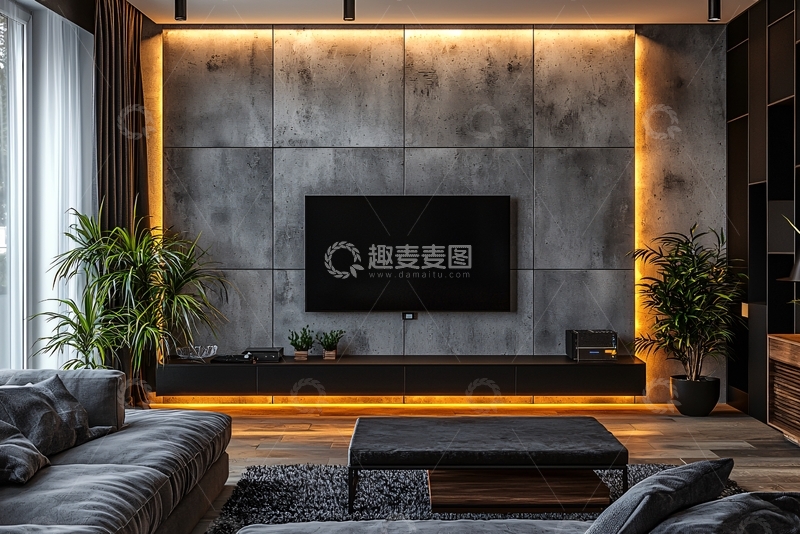 高清大图下载【趣麦麦图】现代简约客厅电视背景墙