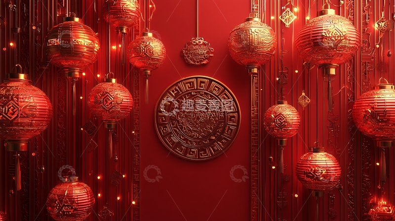 高清大图下载【趣麦麦图】新年喜庆红灯笼