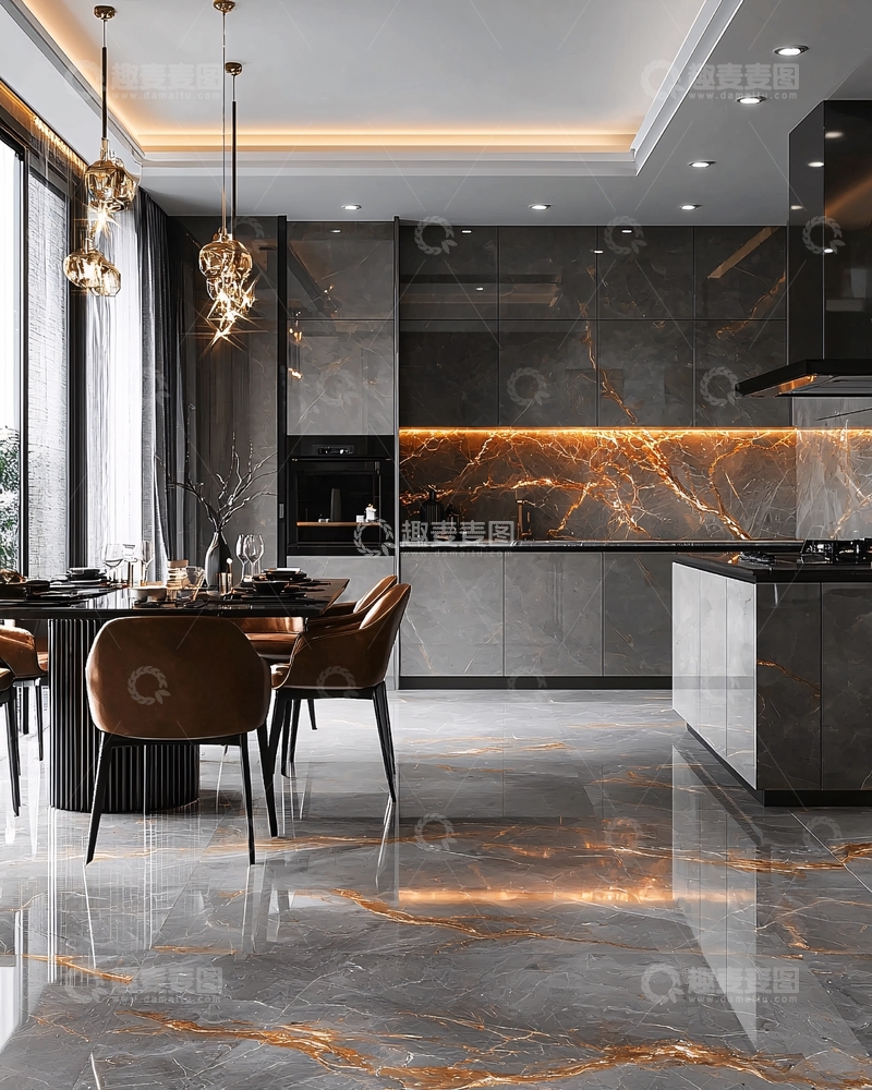高清大图下载【趣麦麦图】现代轻奢厨房设计