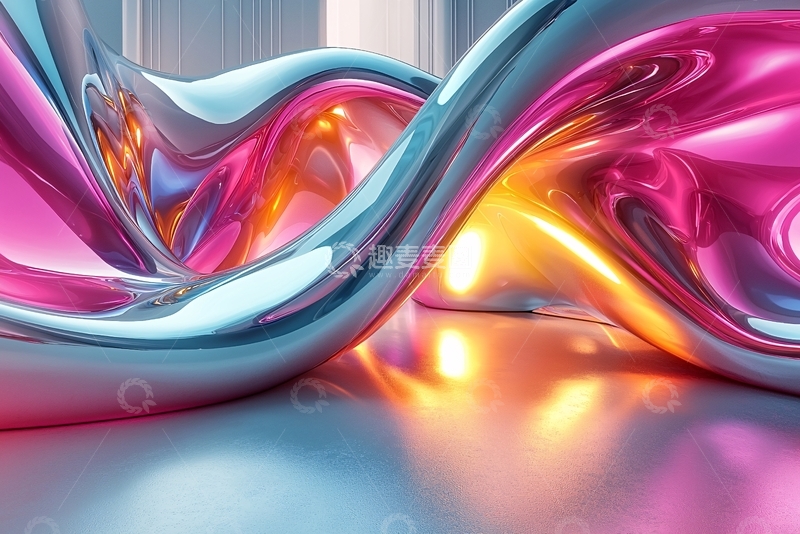 高清大图下载【趣麦麦图】金属感流体曲线