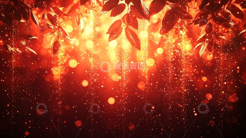 高清大图下载【趣麦麦图】火光中的树叶