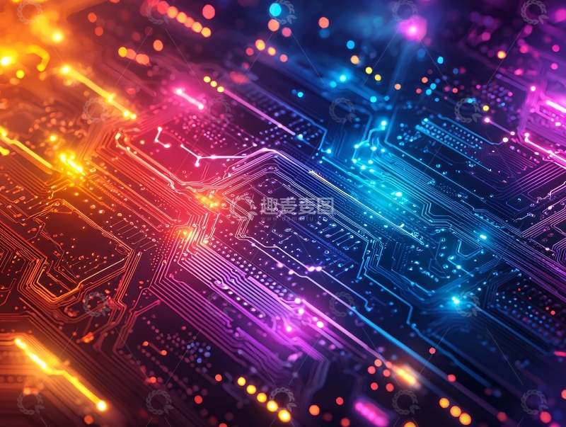 高清大图下载【趣麦麦图】霓虹电路板科技感