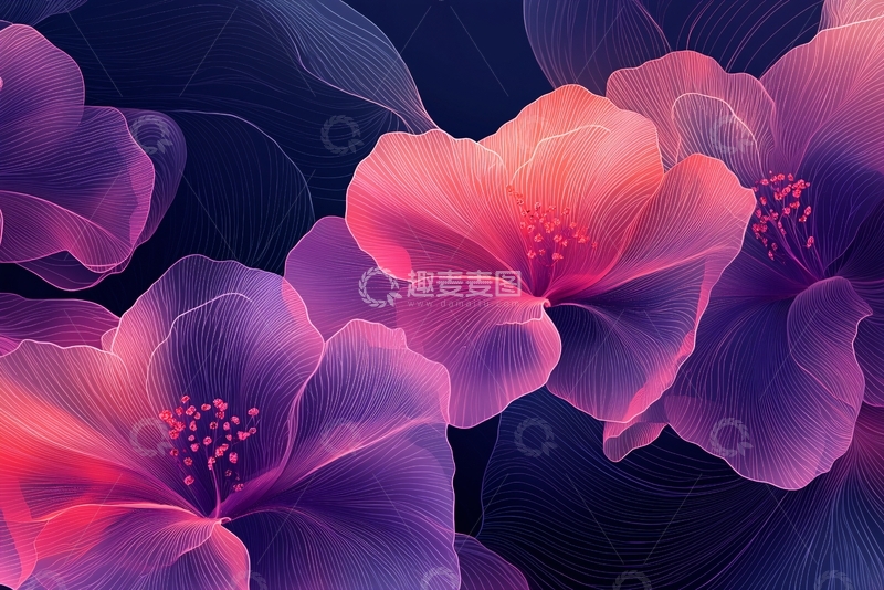 高清大图下载【趣麦麦图】深色背景下梦幻般的花朵