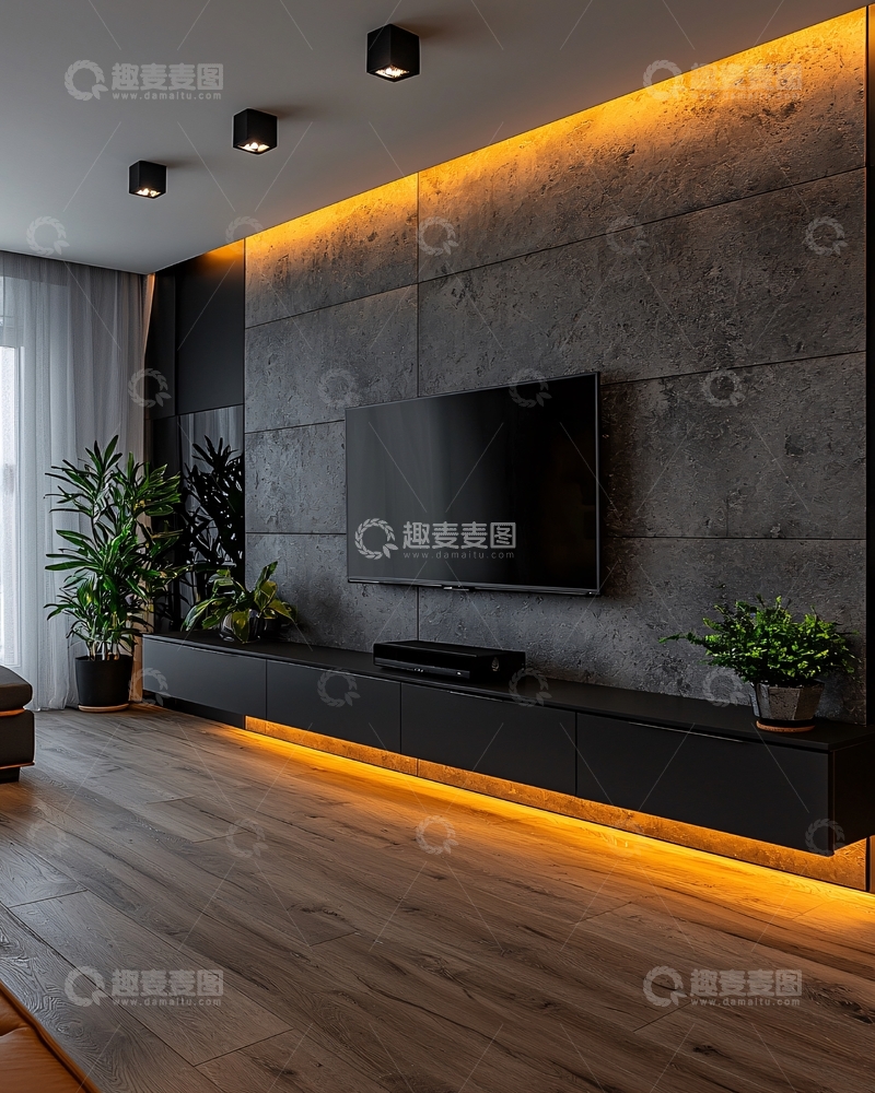 高清大图下载【趣麦麦图】现代简约客厅电视背景墙