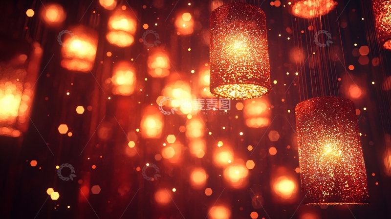 高清大图下载【趣麦麦图】暖色灯光悬挂闪耀背景