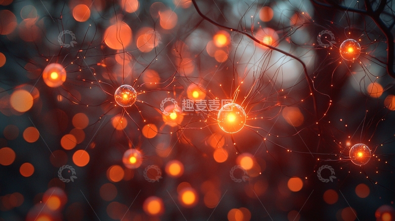 高清大图下载【趣麦麦图】发光粒子连接成网