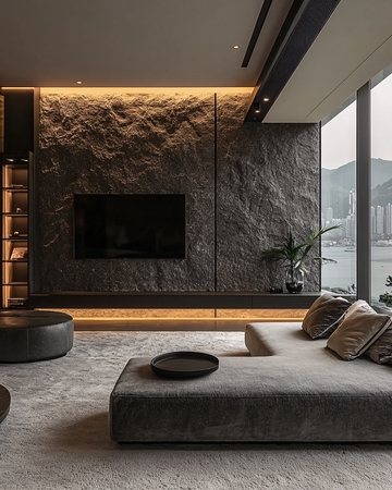 现代极简灰色客厅