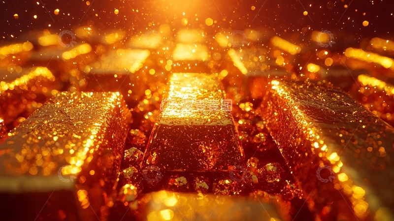 高清大图下载【趣麦麦图】闪耀金条堆积如山