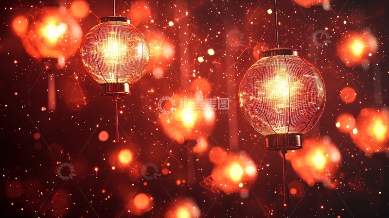 高清大图下载【趣麦麦图】红灯笼雨夜