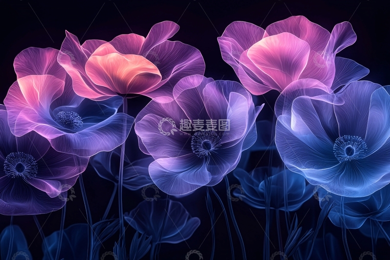 高清大图下载【趣麦麦图】梦幻紫蓝罂粟花