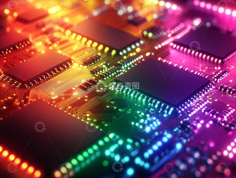 高清大图下载【趣麦麦图】彩色电路板特写