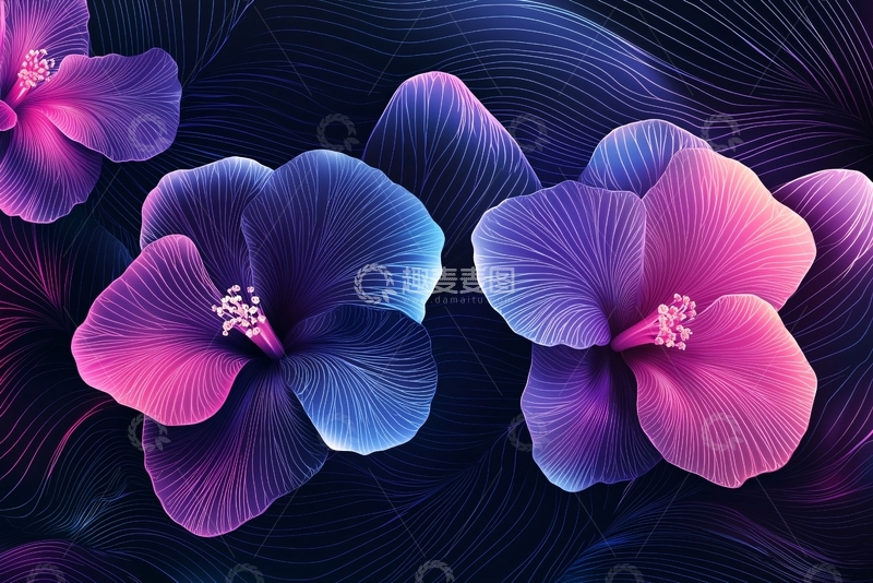 高清大图下载【趣麦麦图】梦幻紫色粉色花朵