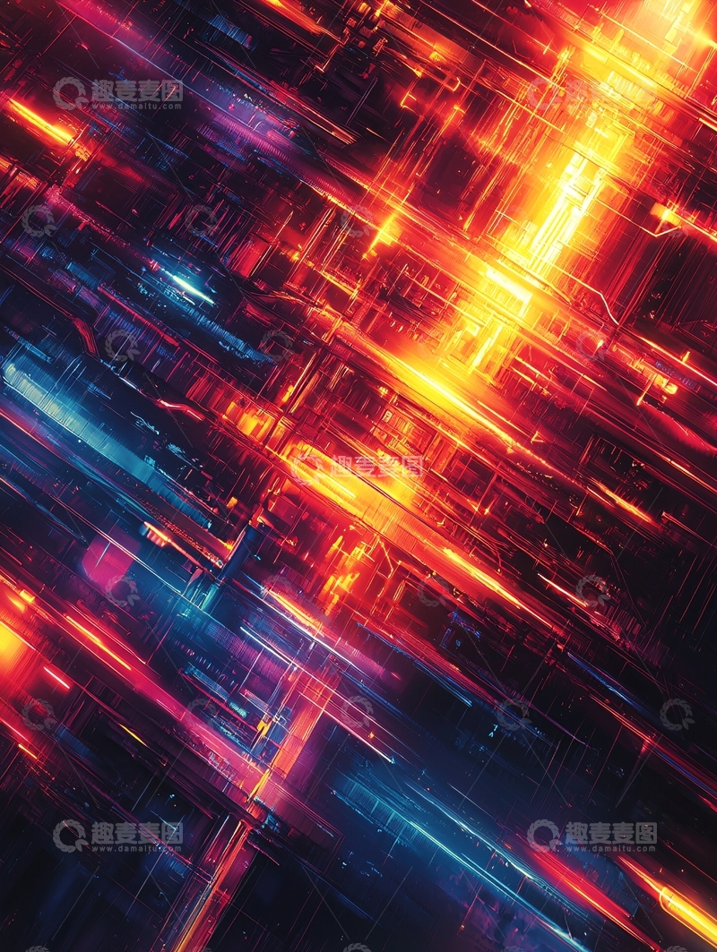 高清大图下载【趣麦麦图】流光溢彩的科技感线条