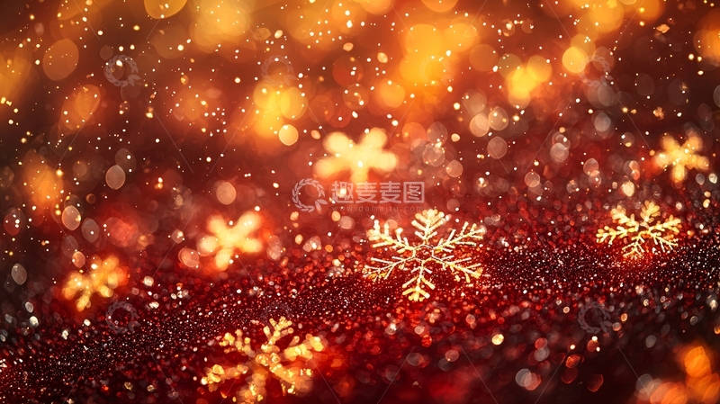 高清大图下载【趣麦麦图】温暖的金色雪花圣诞背景