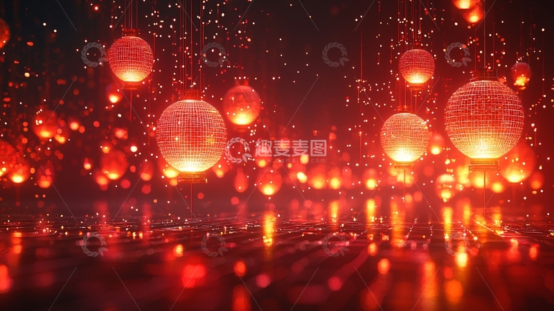 高清大图下载【趣麦麦图】红灯笼雨夜