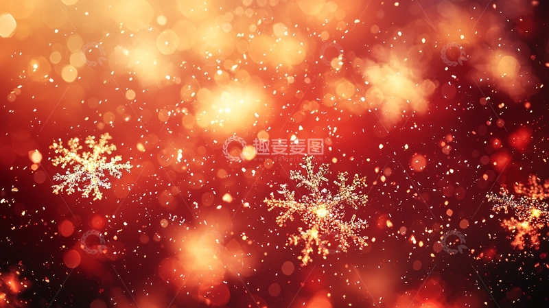 高清大图下载【趣麦麦图】红色背景雪花