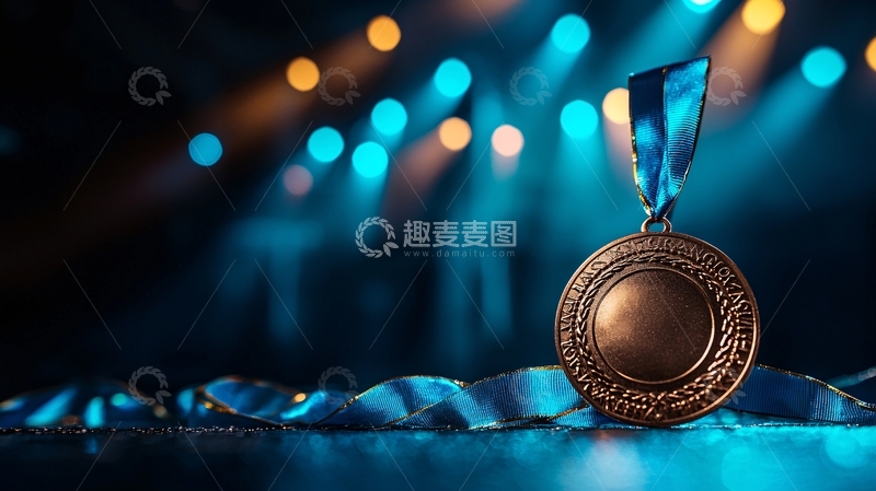 高清大图下载【趣麦麦图】舞台灯光下的奖牌