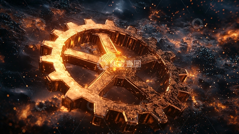 高清大图下载【趣麦麦图】星空中燃烧的齿轮