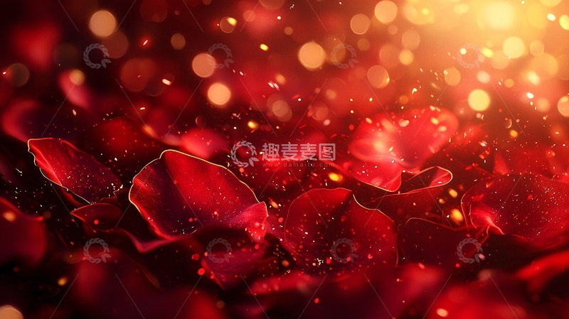 高清大图下载【趣麦麦图】红色玫瑰花瓣背景