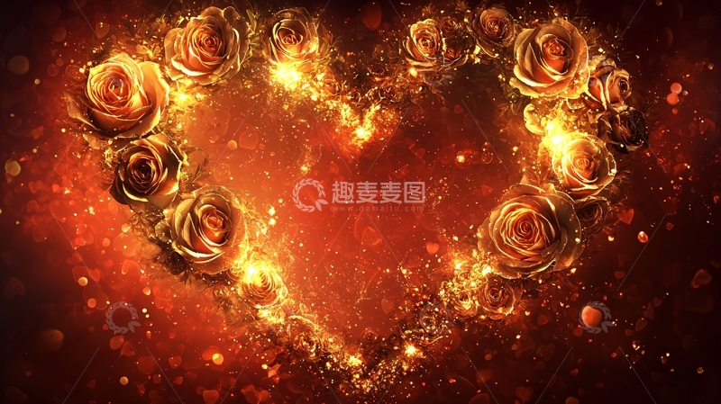 高清大图下载【趣麦麦图】火焰玫瑰爱心