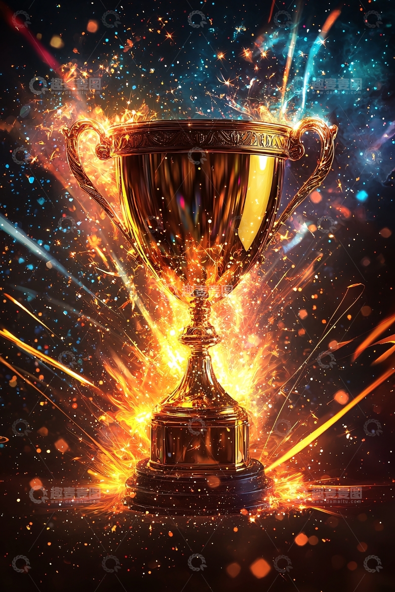 高清大图下载【趣麦麦图】燃烧的金色奖杯