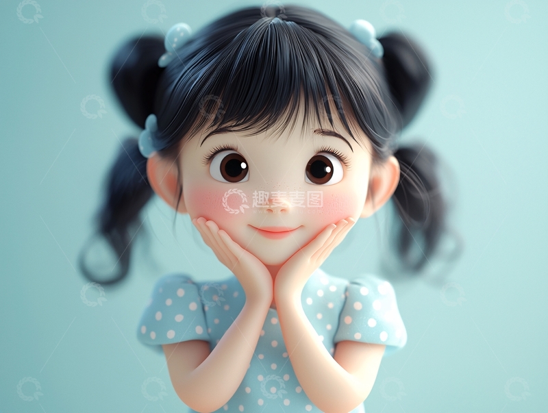 高清大图下载【趣麦麦图】可爱卡通女孩