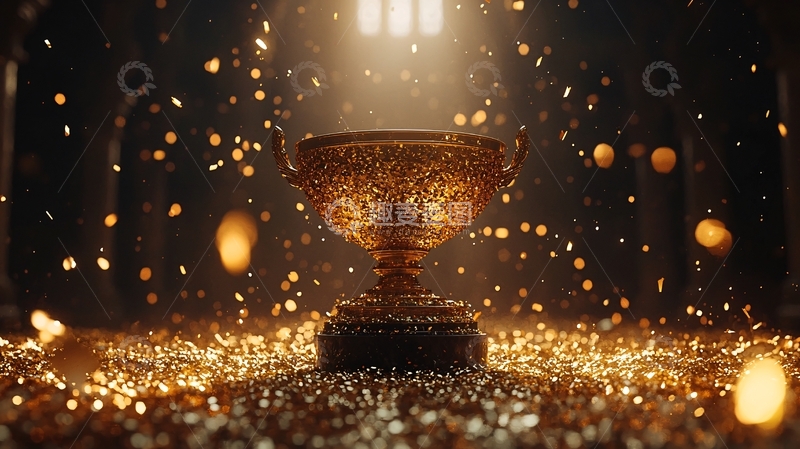 高清大图下载【趣麦麦图】金光闪闪的奖杯