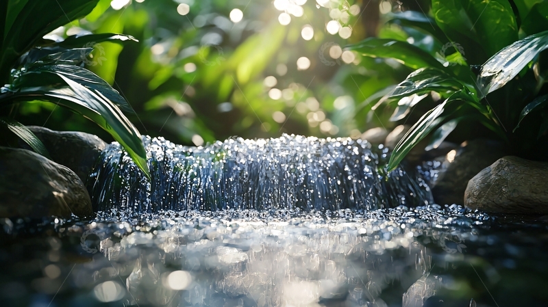 高清大图下载【趣麦麦图】阳光下的绿色溪流