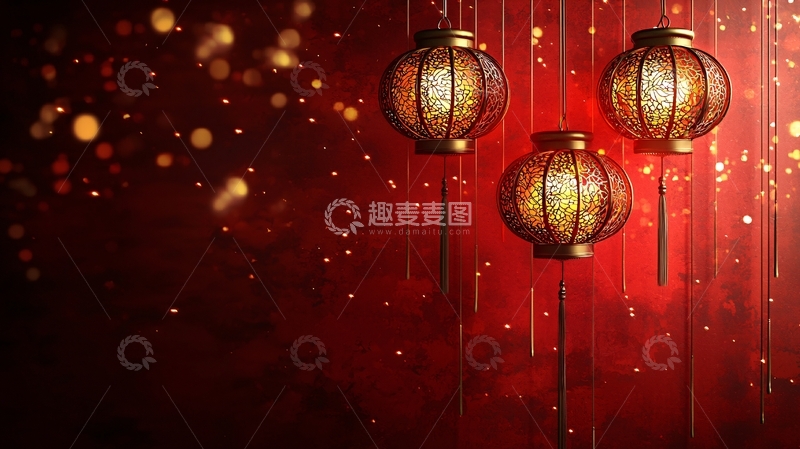 高清大图下载【趣麦麦图】红灯笼新年背景