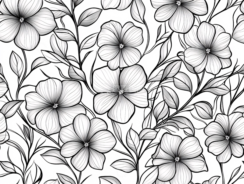 高清大图下载【趣麦麦图】黑白花卉图案